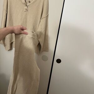 Free People Cream Knit Pants & Top Set